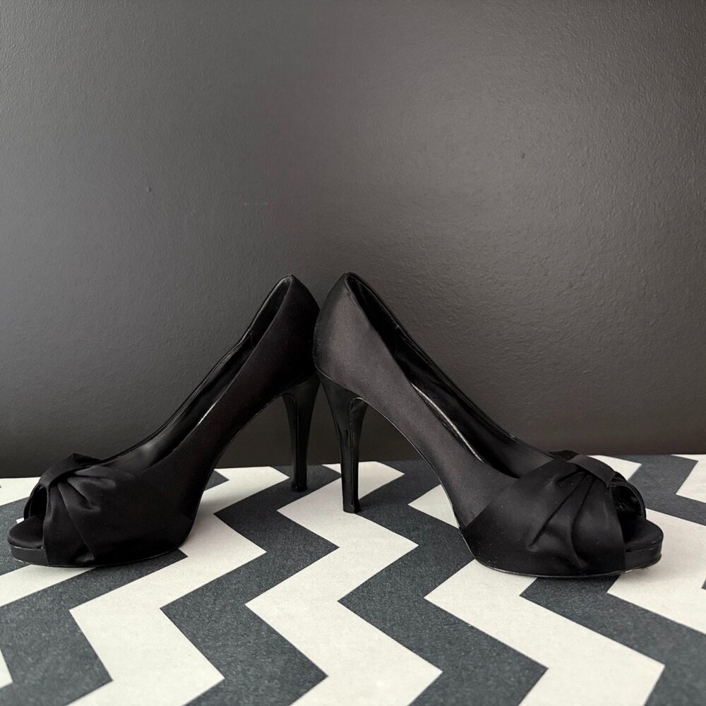White House Black Market Black Satin Heels